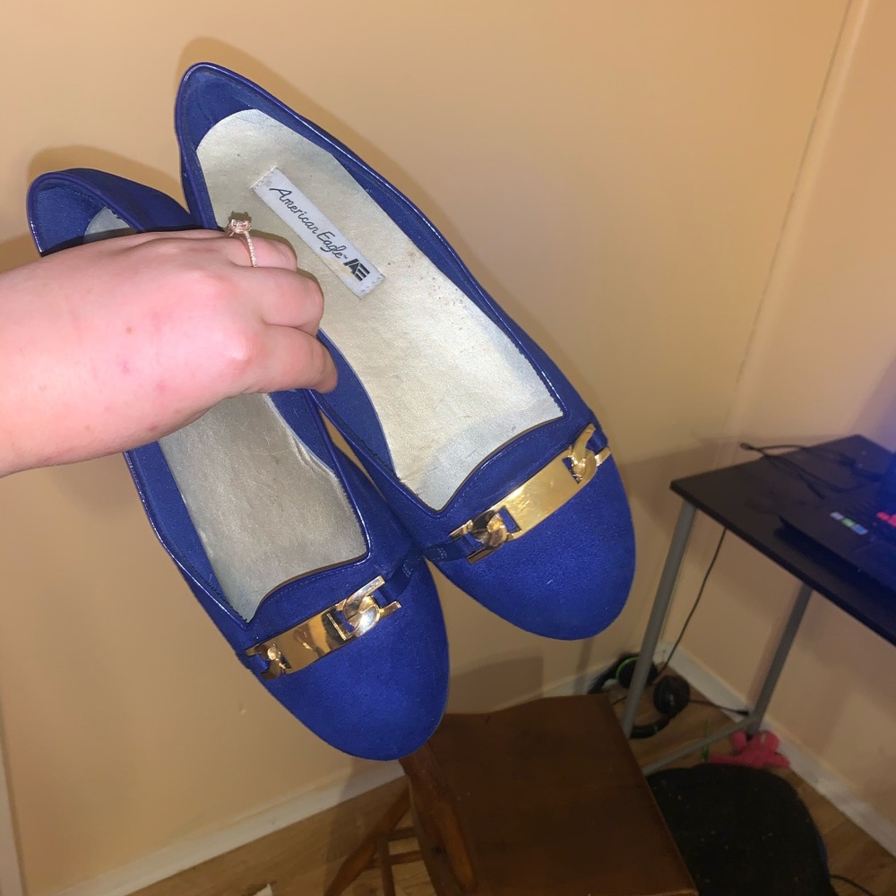 Royal Blue Flats with Gold Plaque